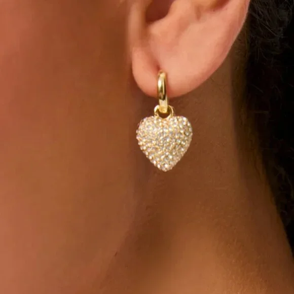 BEST Roxanne Assoulin The Pavé Puffy Heart Earrings Gold - Picture 2 of 4